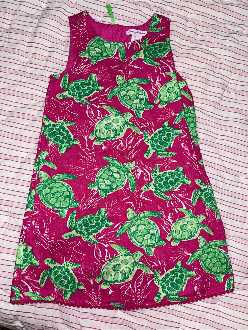 Tommy Bahama Pink Sleeveless Dress with Green Turtle Print
